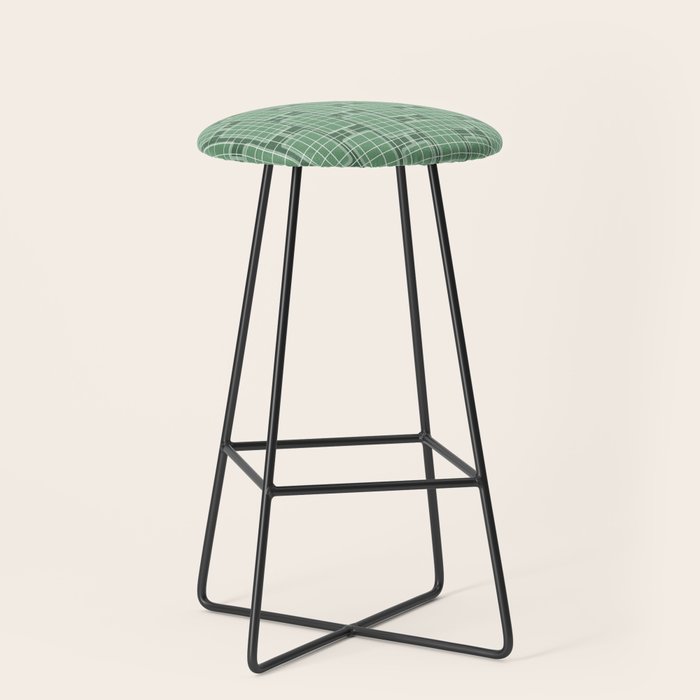 Mid Century Modern Woven Link Pattern in Green Stool Gallery Image 1