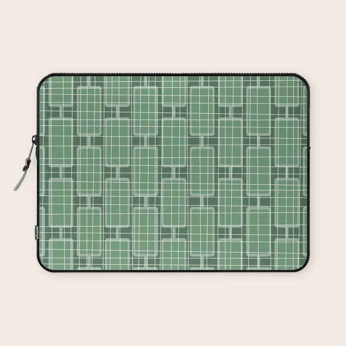 Mid Century Modern Woven Link Pattern in Green Laptop Sleeve Gallery Image 1