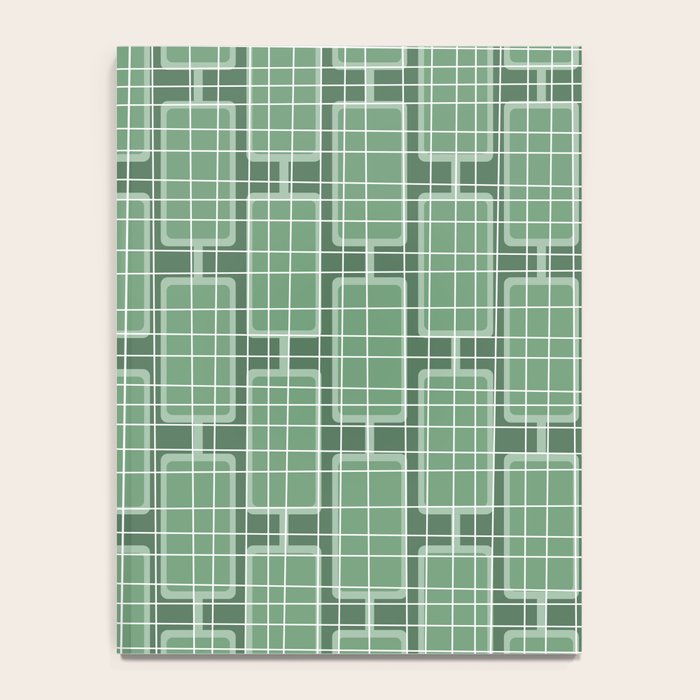 Mid Century Modern Woven Link Pattern in Green Notebook Gallery Image 4