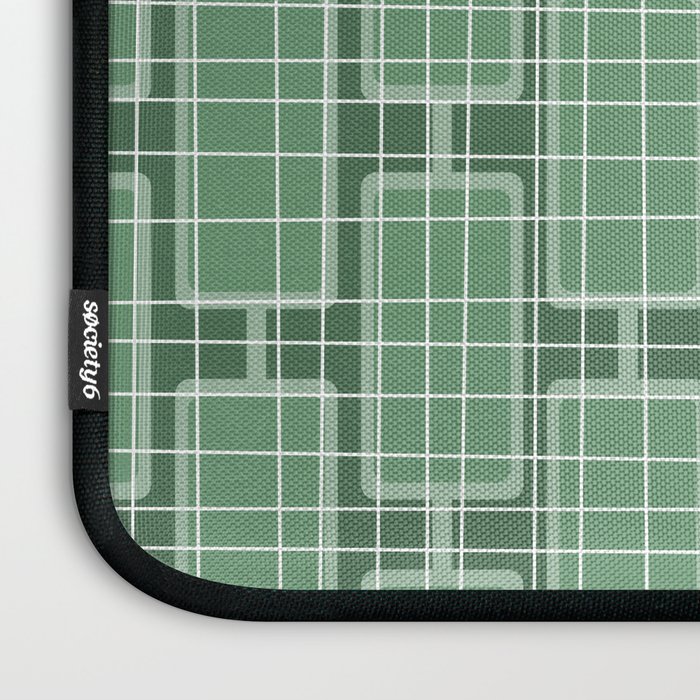 Mid Century Modern Woven Link Pattern in Green Laptop Sleeve Gallery Image 3