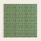 Mid Century Modern Woven Link Pattern in Green Wood Wall Art Gallery Image 1