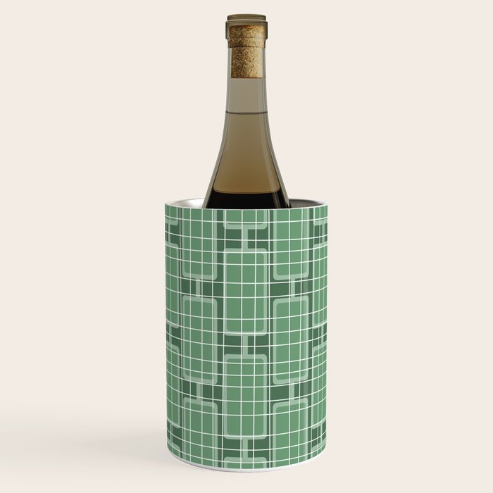 Mid Century Modern Woven Link Pattern in Green Wine Chiller Gallery Image 1
