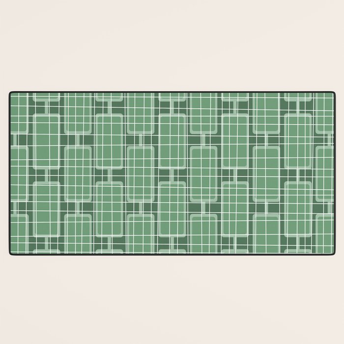Mid Century Modern Woven Link Pattern in Green Desk Mat Gallery Image 3