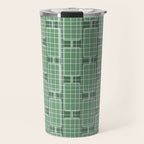 Mid Century Modern Woven Link Pattern in Green Travel Mug Gallery Image 1