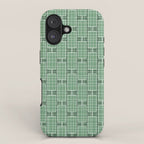 Mid Century Modern Woven Link Pattern in Green iPhone Case Gallery Image 1