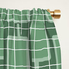 Mid Century Modern Woven Link Pattern in Green Window Curtain Gallery Image 2