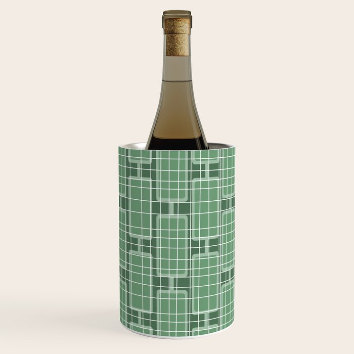 Mid Century Modern Woven Link Pattern in Green Wine Chiller Gallery Image 2