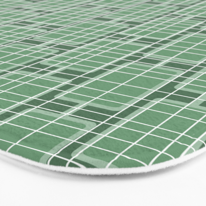 Mid Century Modern Woven Link Pattern in Green Bath Mat Gallery Image 3