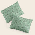 Mid Century Modern Woven Link Pattern in Green Pillow Sham Gallery Image 3