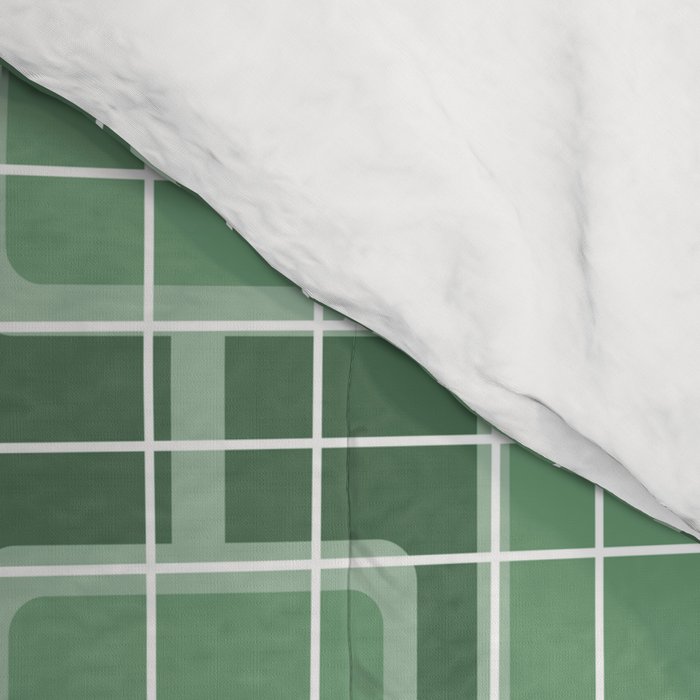 Mid Century Modern Woven Link Pattern in Green Comforter Gallery Image 4