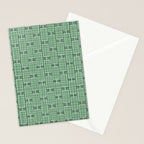 Mid Century Modern Woven Link Pattern in Green Stationery Card Gallery Image 2