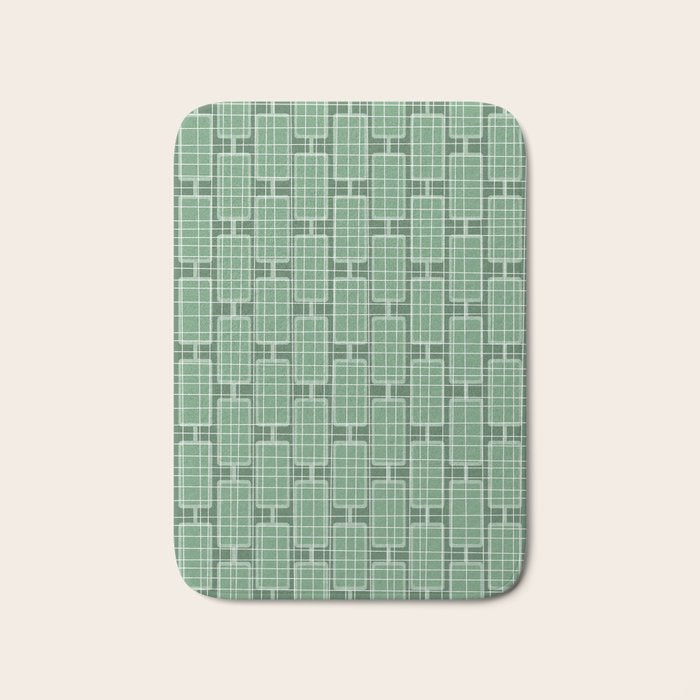 Mid Century Modern Woven Link Pattern in Green Bath Mat Gallery Image 1