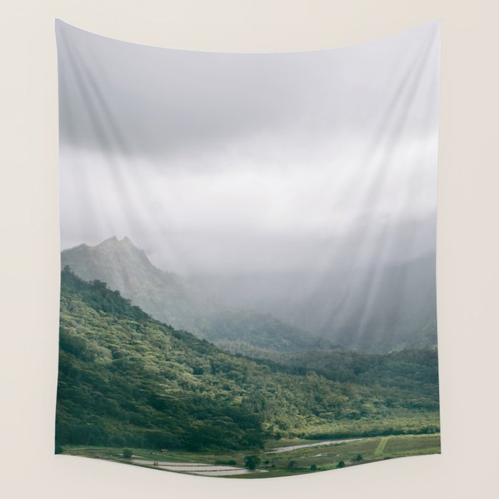Hanalei Taro Fields - Hawaii Tropical Nature, Landscape Photography Wall Tapestry Gallery Image 1