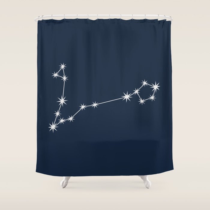 Pisces Zodiac Star Constellation Line Art Dark Blue Shower Curtain Gallery Image 1