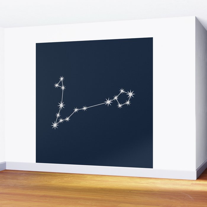 Pisces Zodiac Star Constellation Line Art Dark Blue Wall Mural Gallery Image 2