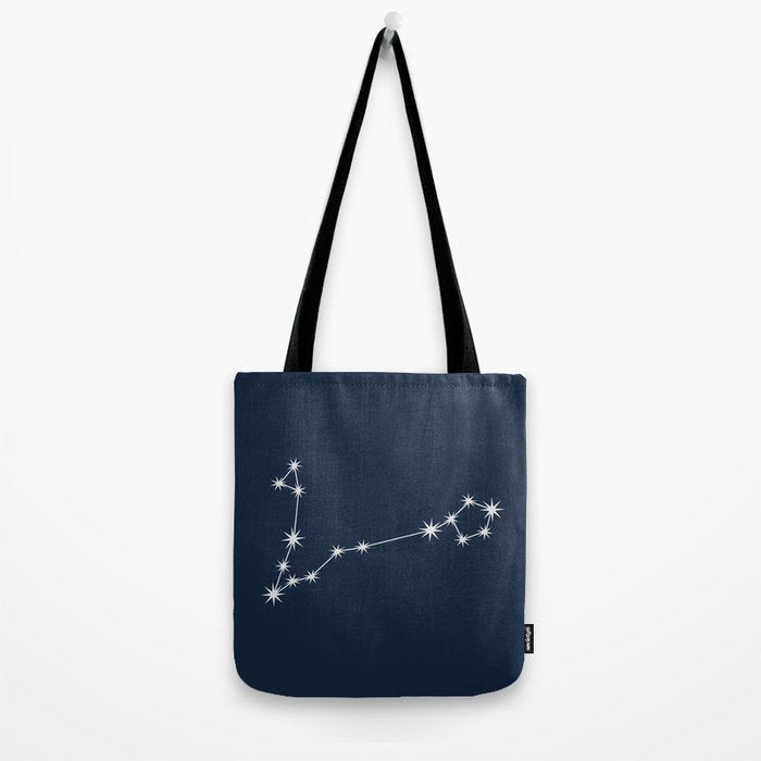 Pisces Zodiac Star Constellation Line Art Dark Blue Tote Bag Gallery Image 2