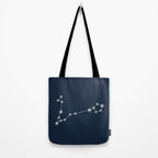 Pisces Zodiac Star Constellation Line Art Dark Blue Tote Bag Gallery Image 2