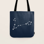 Pisces Zodiac Star Constellation Line Art Dark Blue Tote Bag Gallery Image 1