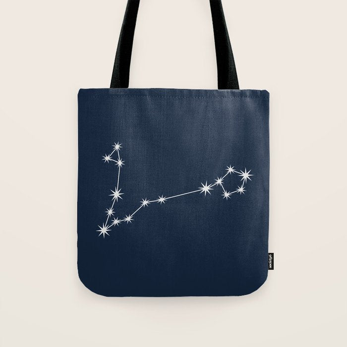 Pisces Zodiac Star Constellation Line Art Dark Blue Tote Bag Gallery Image 1