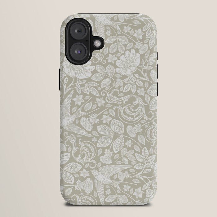 Vintage Elegant White Ivory Cream Swallows Floral iPhone Case Gallery Image 10