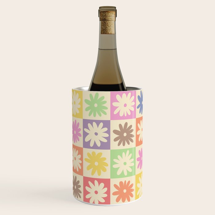 Colorful Flower Checkered Pattern Wine Chiller Gallery Image 3