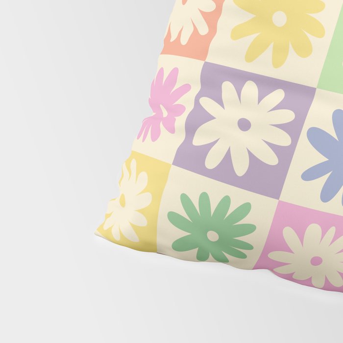 Colorful Flower Checkered Pattern Pillow Sham Gallery Image 4
