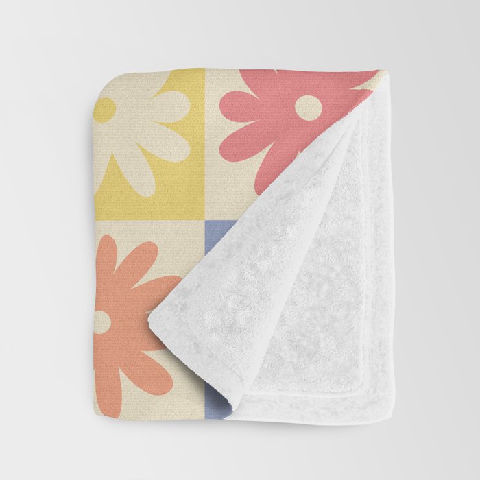 Colorful Flower Checkered Pattern Throw Blanket Gallery Image 3