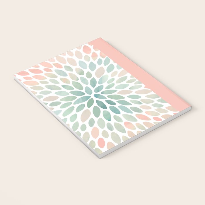 Floral Bloom, Abstract Watercolor, Coral, Peach, Green, Floral Prints Notebook Gallery Image 3