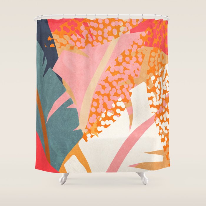 Abstract Boho Tropical Foliage 1 Shower Curtain Gallery Image 1