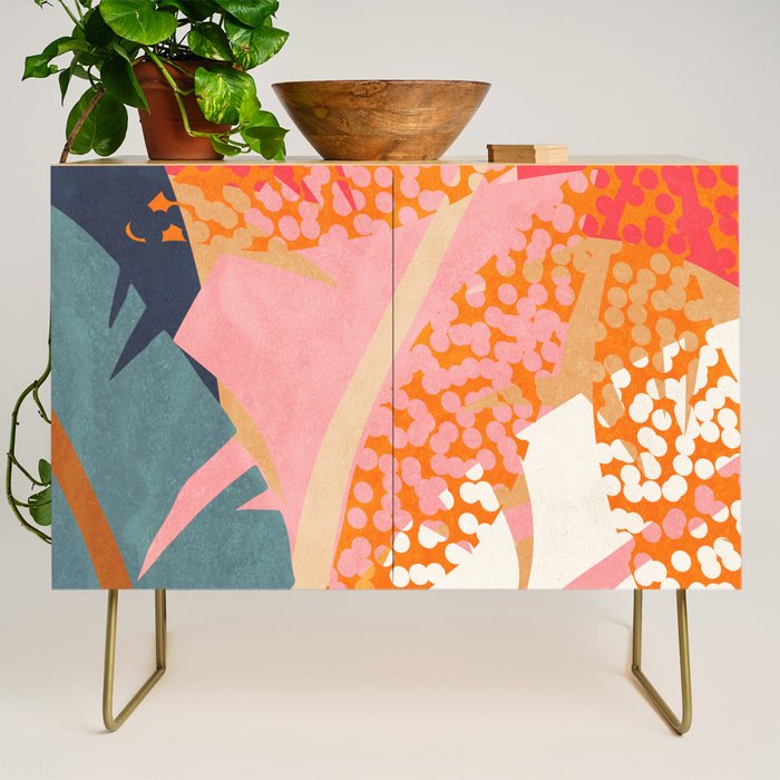 Abstract Boho Tropical Foliage 1 Credenza Gallery Image 1