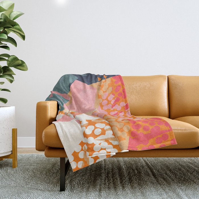 Abstract Boho Tropical Foliage 1 Throw Blanket Gallery Image 1