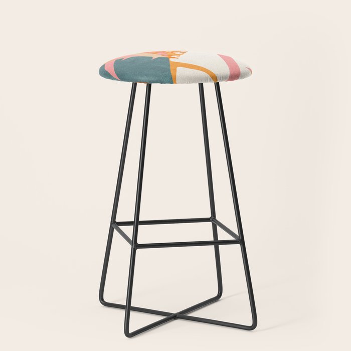 Abstract Boho Tropical Foliage 1 Stool Gallery Image 1