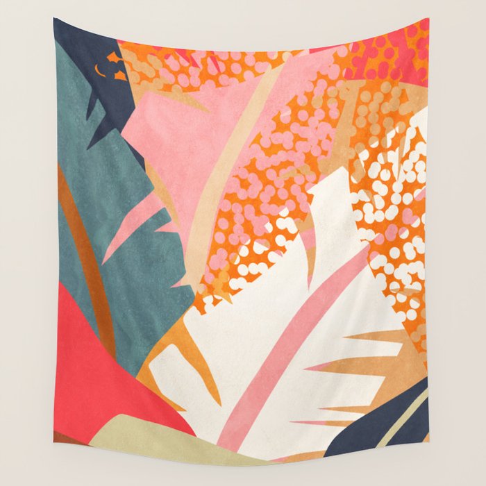 Abstract Boho Tropical Foliage 1 Wall Tapestry Gallery Image 4
