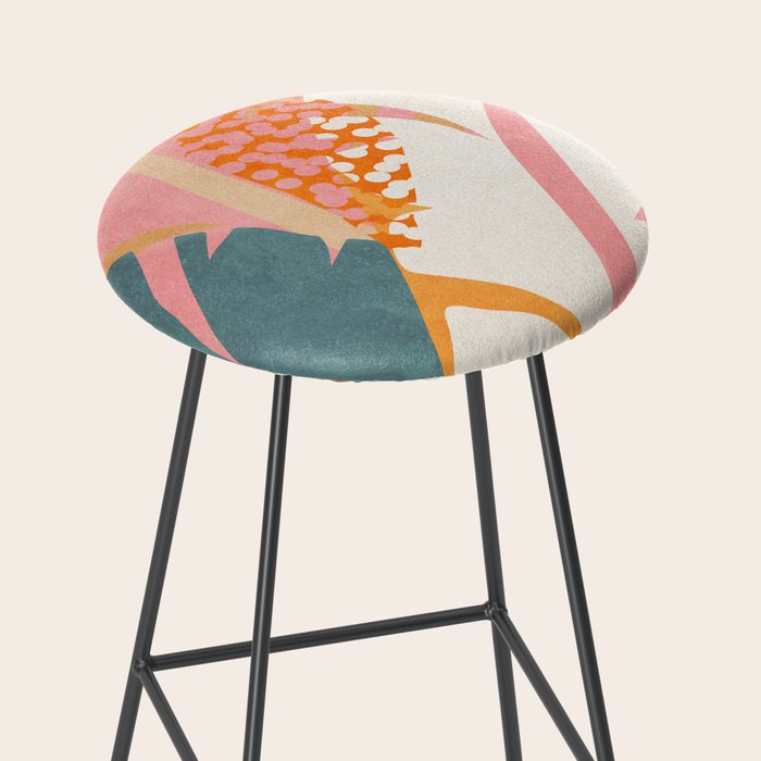 Abstract Boho Tropical Foliage 1 Stool Gallery Image 2