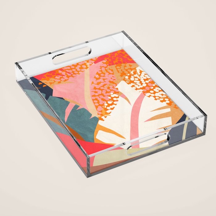 Abstract Boho Tropical Foliage 1 Acrylic Tray Gallery Image 1