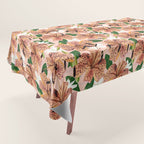 Tiger Lillies, Tropical Blush Botanical Illustration, Polka Dots Nature Vibrant Floral Jungle Tablecloth Gallery Image 1