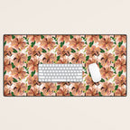 Tiger Lillies, Tropical Blush Botanical Illustration, Polka Dots Nature Vibrant Floral Jungle Desk Mat Gallery Image 1