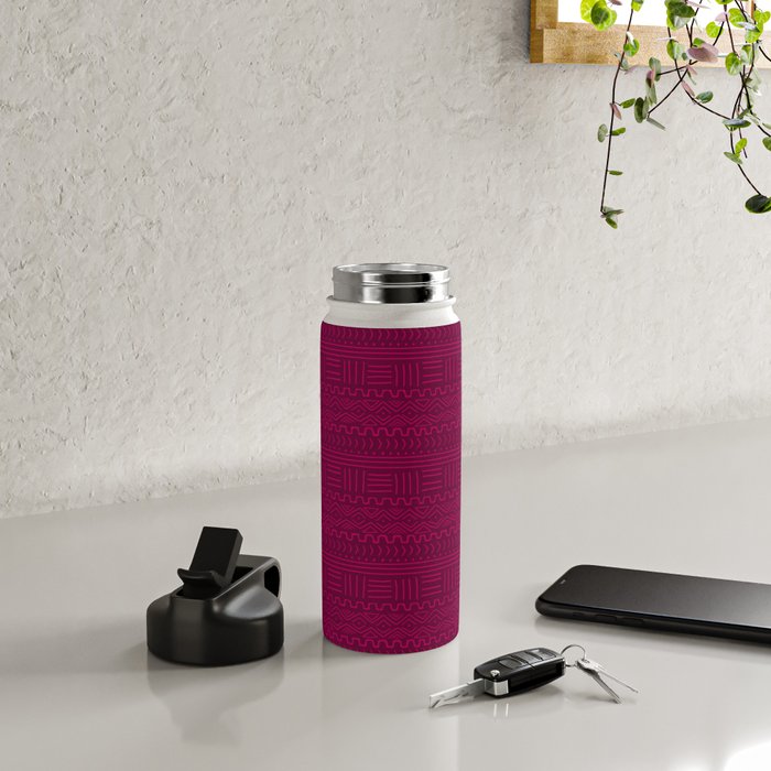Mud Cloth in Raspberry Water Bottle Gallery Image 4
