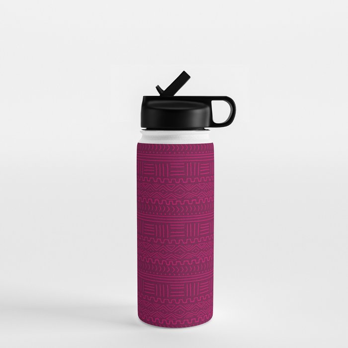 Mud Cloth in Raspberry Water Bottle Gallery Image 1