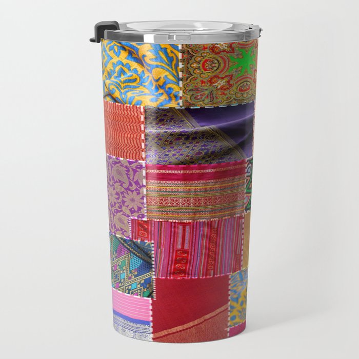Boho Sari Patchwork Quilt Travel Mug Gallery Image 3