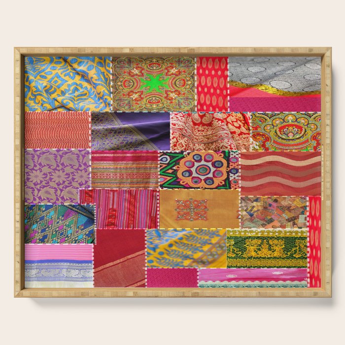 Boho Sari Patchwork Quilt Serving Tray Gallery Image 1