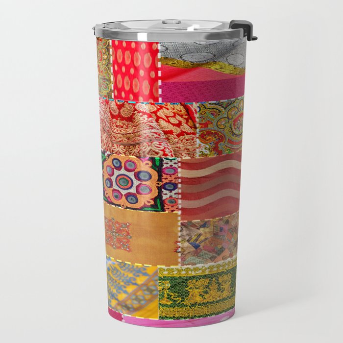 Boho Sari Patchwork Quilt Travel Mug Gallery Image 2