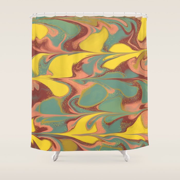 Teal Citrus Pink Getgel Shower Curtain Gallery Image 1