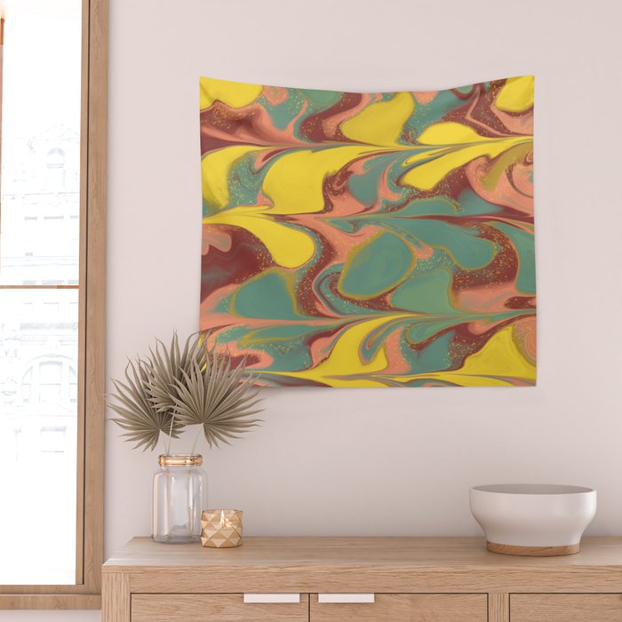 Teal Citrus Pink Getgel Wall Tapestry Gallery Image 2