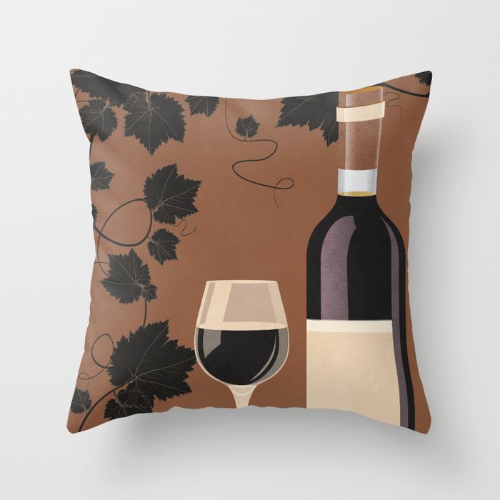 Black Wine 1 Throw Pillow Gallery Image 1