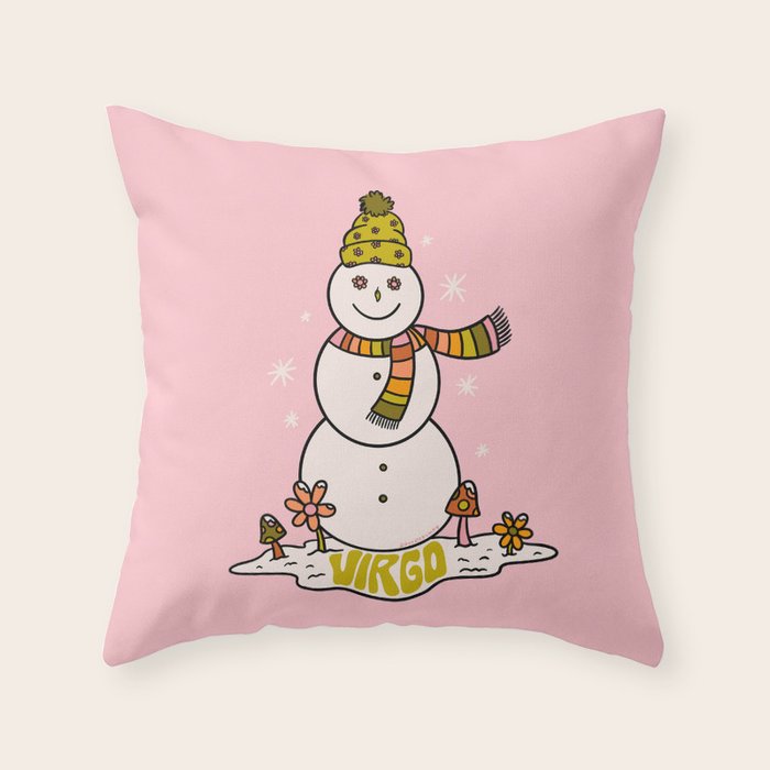 Virgo Snowman Throw Pillow Gallery Image 6