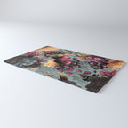Vintage & Shabby Chic - Grey Botanical Lush Flowers Evening Garden Rug Gallery Image 3