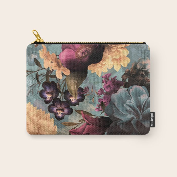 Vintage & Shabby Chic - Grey Botanical Lush Flowers Evening Garden Carry All Pouch Gallery Image 1