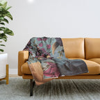 Vintage & Shabby Chic - Grey Botanical Lush Flowers Evening Garden Throw Blanket Gallery Image 1