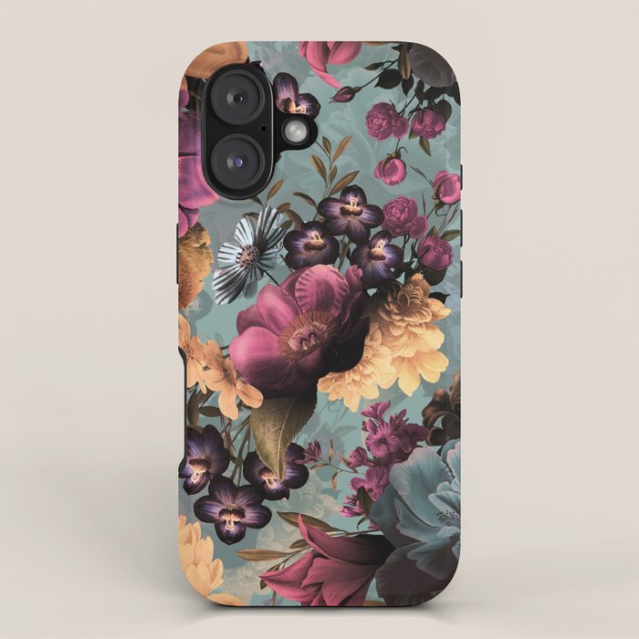 Vintage & Shabby Chic - Grey Botanical Lush Flowers Evening Garden iPhone Case Gallery Image 1